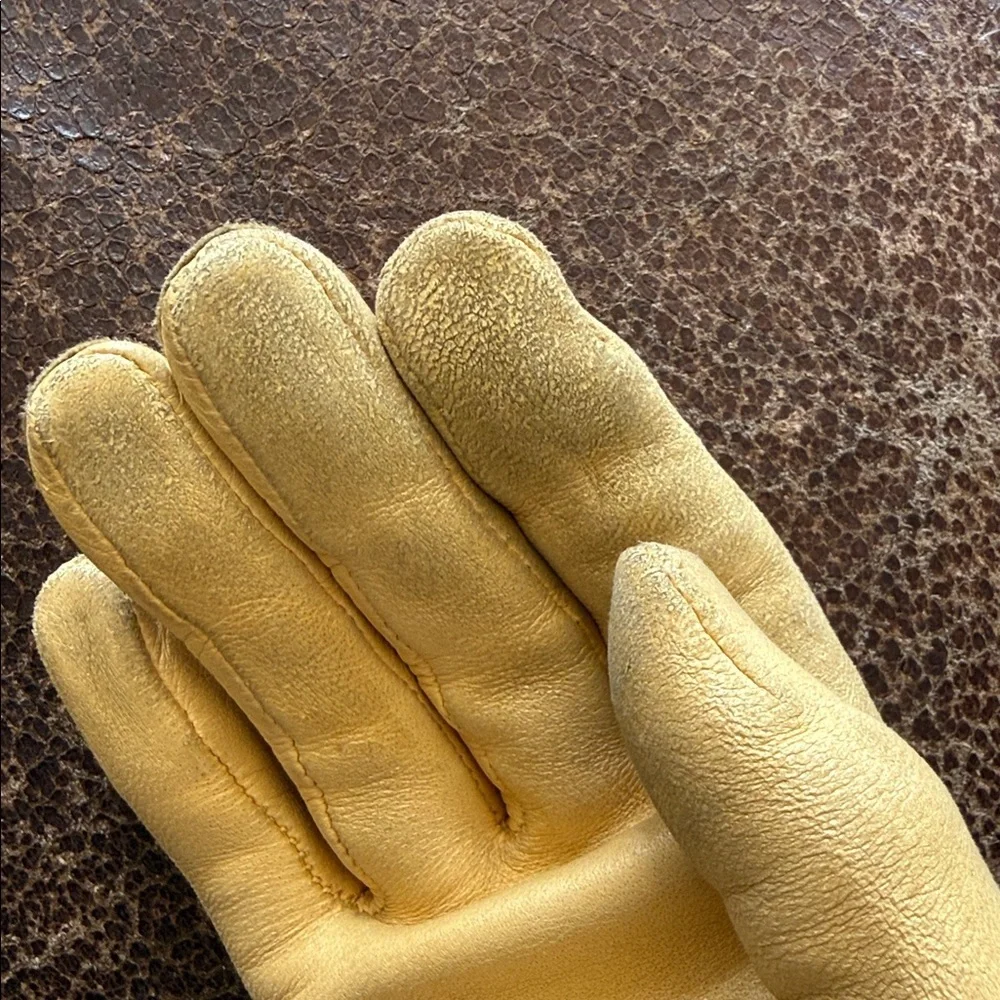 Elegant Yellow Leather Gloves vintage size 7